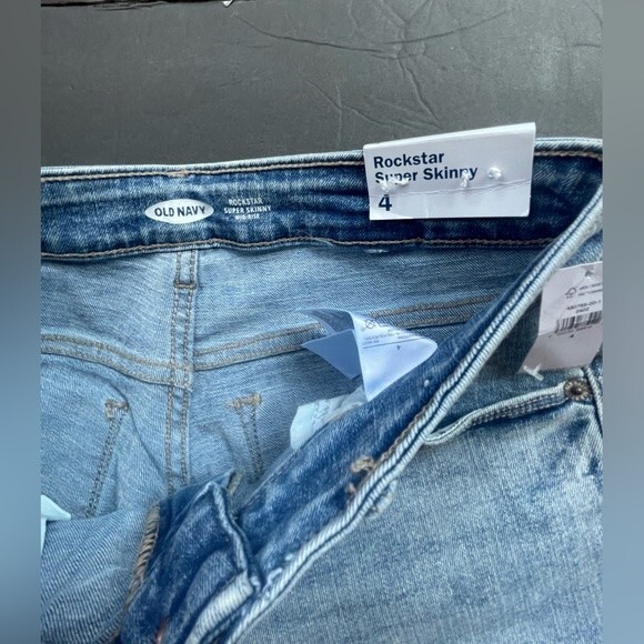 Old Navy Women's Sz 4 MidRise Rockstar Super Skinny Jeans Stretch Light Blue - Picture 5 of 12